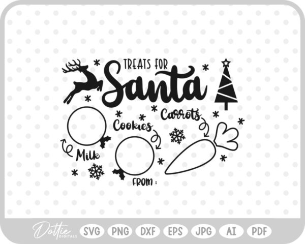 Plate For Santa Reindeers Christmas Eve Milk Cookies SVG PNG DXF – Cricut Silhouette Cutting File