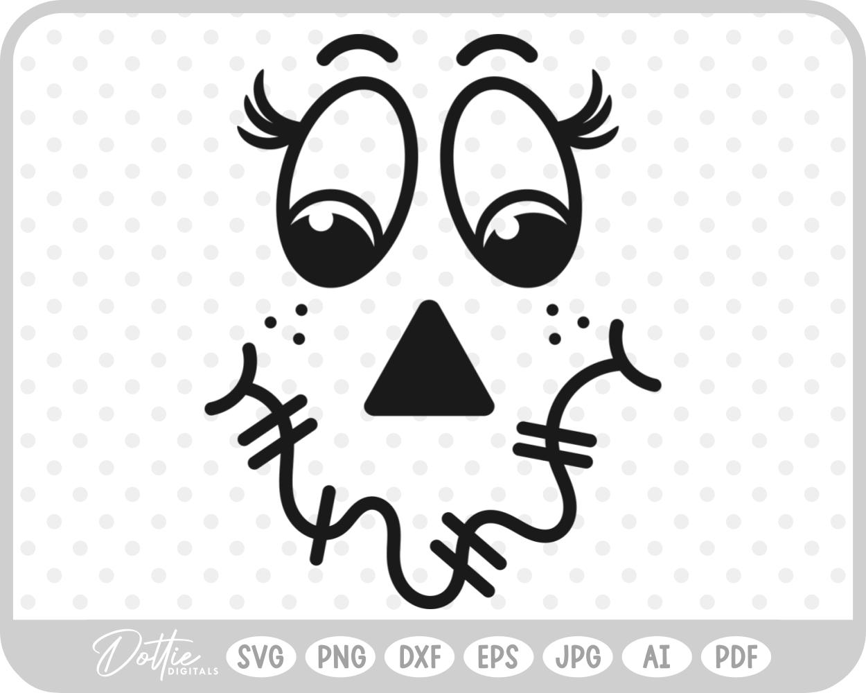 Scarecrow Face Halloween Smile Fun SVG PNG DXF – Cricut Silhouette Cutting File