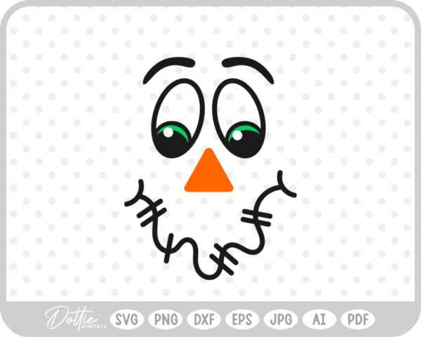 Scarecrow Face Halloween Smile Fun  SVG PNG DXF – Cricut Silhouette Cutting File