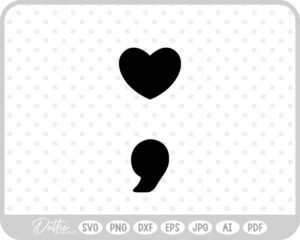 Heart Semicolon Mental Health Symbol SVG PNG DXF – Cricut Silhouette Cutting File