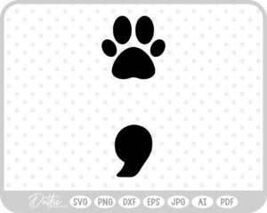 Paw Print Cat Dog Semicolon Mental Health Symbol SVG PNG DXF – Cricut Silhouette Cutting File