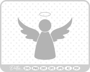 Angel Hand Drawn Christmas Wings Halo SVG PNG DXF – Cricut Silhouette Cutting File