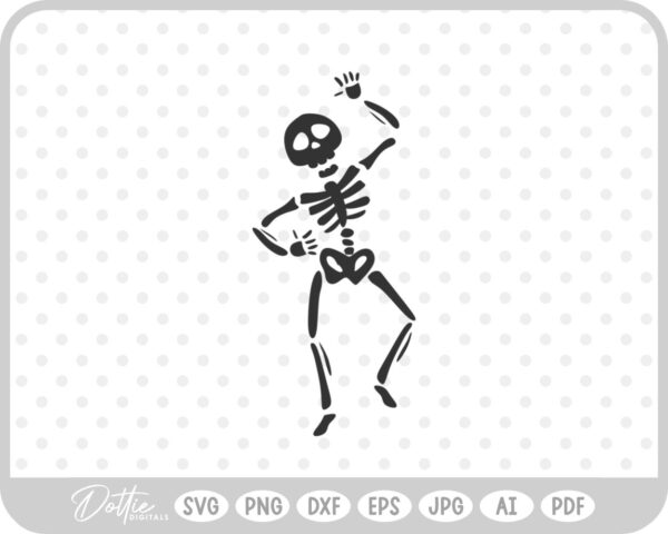 Dancing Skeleton Sketch Drawing SVG PNG DXF – Cricut Silhouette Cutting File