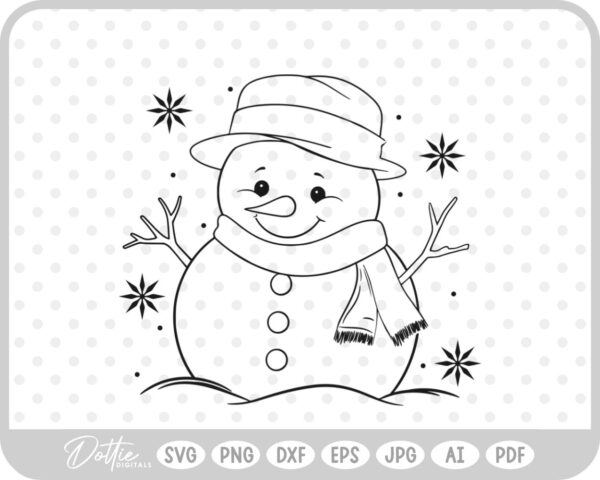 Cute Happy Snowman Doodle Christmas SVG PNG DXF – Cricut Silhouette Cutting File