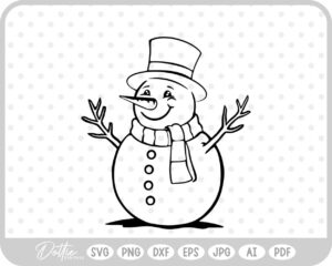 Cute Happy Snowman Doodle Christmas SVG PNG DXF – Cricut Silhouette Cutting File