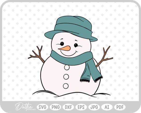 Cute Happy Snowman Doodle Christmas SVG PNG DXF – Cricut Silhouette Cutting File