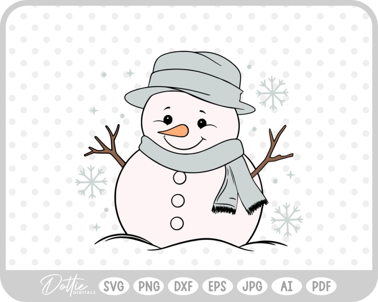 Cute Happy Snowman Doodle Christmas SVG PNG DXF – Cricut Silhouette Cutting File