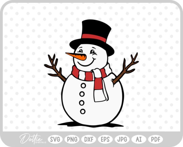 Cute Happy Snowman Doodle Christmas SVG PNG DXF – Cricut Silhouette Cutting File