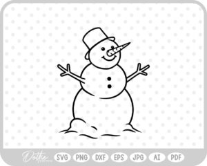 Cute Happy Snowman Doodle Christmas SVG PNG DXF – Cricut Silhouette Cutting File