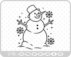 Cute Happy Snowman Doodle Christmas SVG PNG DXF – Cricut Silhouette Cutting File