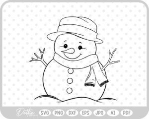 Cute Happy Snowman Doodle Christmas SVG PNG DXF – Cricut Silhouette Cutting File