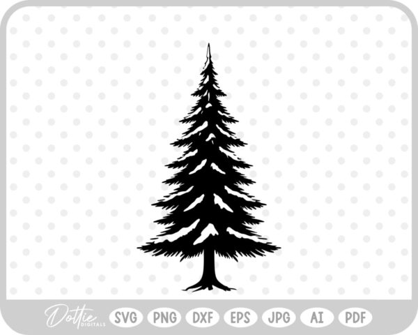 Realistic Tree Winter Snowy Christmas  SVG PNG DXF – Cricut Silhouette Cutting File
