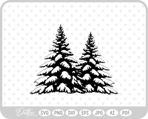 Realistic Tree Winter Snowy Christmas  SVG PNG DXF – Cricut Silhouette Cutting File