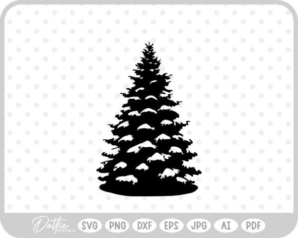 Realistic Tree Winter Snowy Christmas  SVG PNG DXF – Cricut Silhouette Cutting File