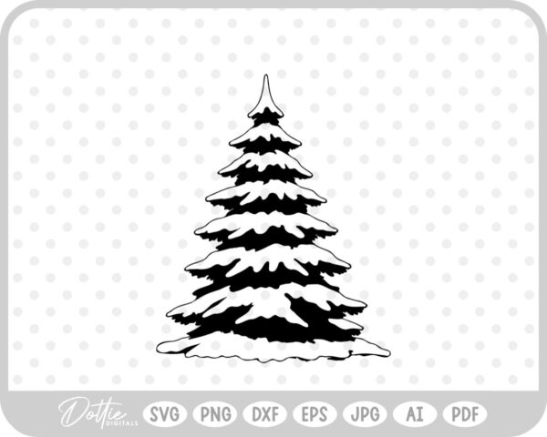 Realistic Tree Winter Snowy Christmas  SVG PNG DXF – Cricut Silhouette Cutting File