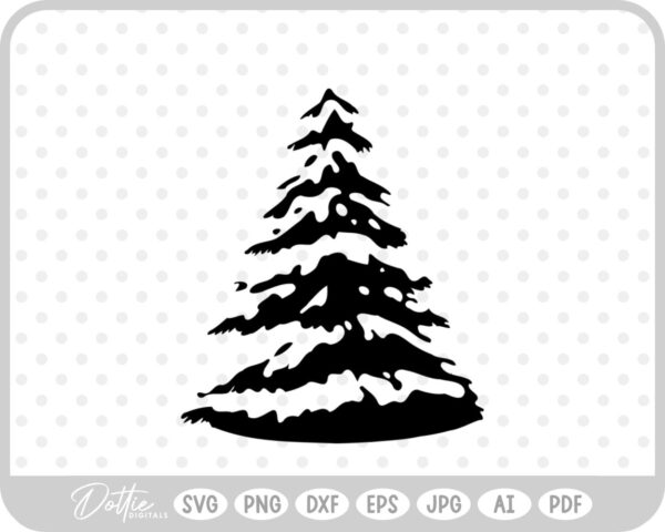 Realistic Tree Winter Snowy Christmas  SVG PNG DXF – Cricut Silhouette Cutting File