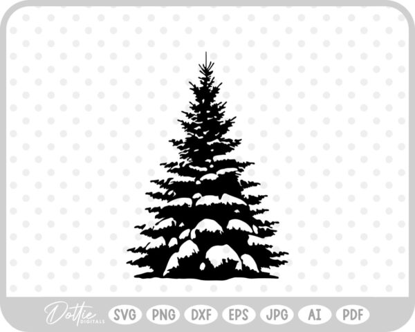 Realistic Tree Winter Snowy Christmas  SVG PNG DXF – Cricut Silhouette Cutting File