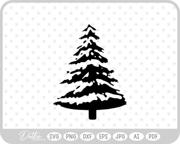 Realistic Tree Winter Snowy Christmas  SVG PNG DXF – Cricut Silhouette Cutting File