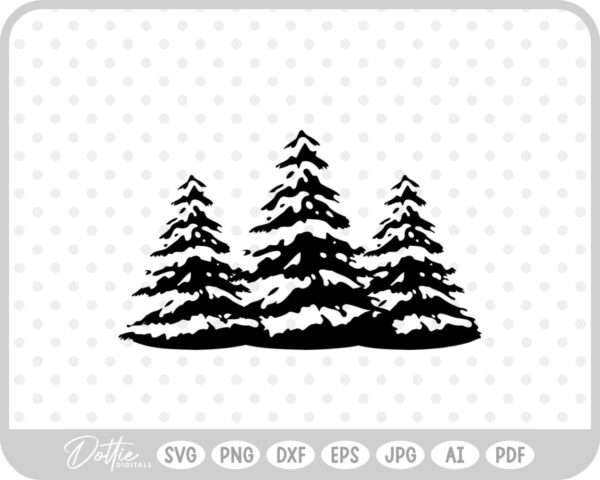 Realistic Tree Winter Snowy Christmas  SVG PNG DXF – Cricut Silhouette Cutting File