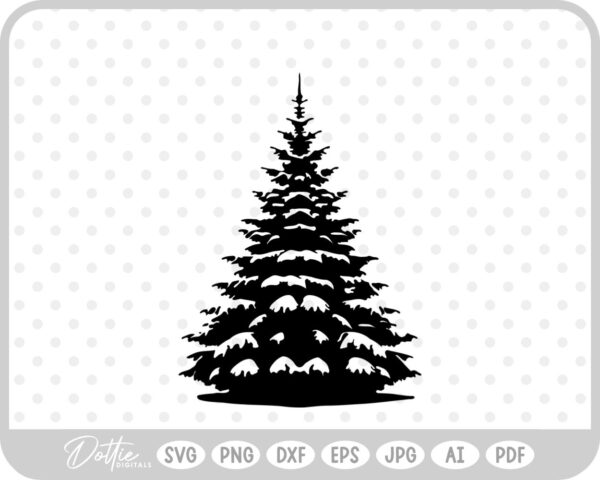 Realistic Tree Winter Snowy Christmas  SVG PNG DXF – Cricut Silhouette Cutting File