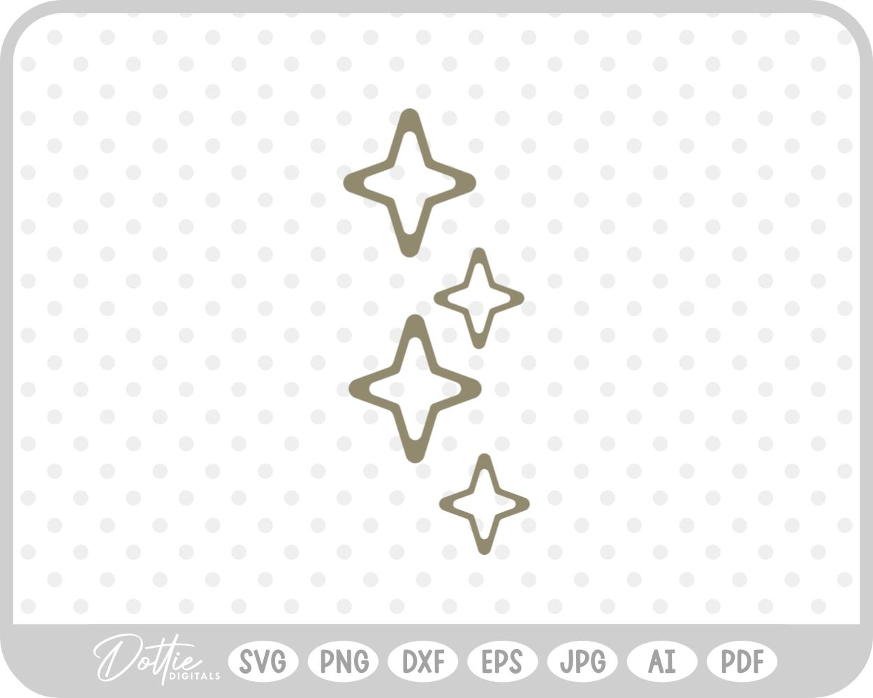 Line Of Sparkle Outlines SVG PNG DXF – Cricut Silhouette Cutting File