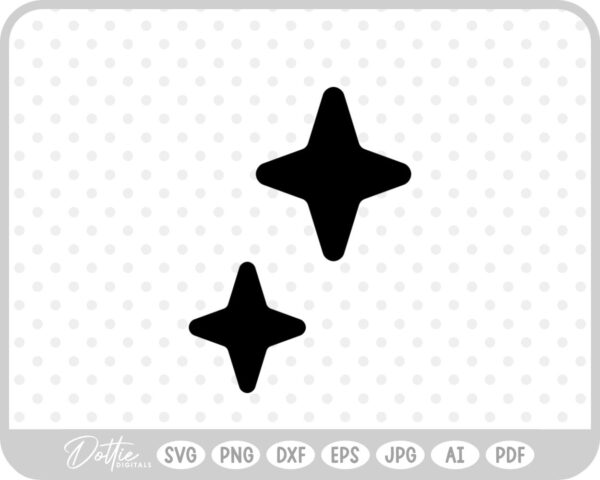 Two Sparkle Stars SVG PNG DXF – Cricut Silhouette Cutting File