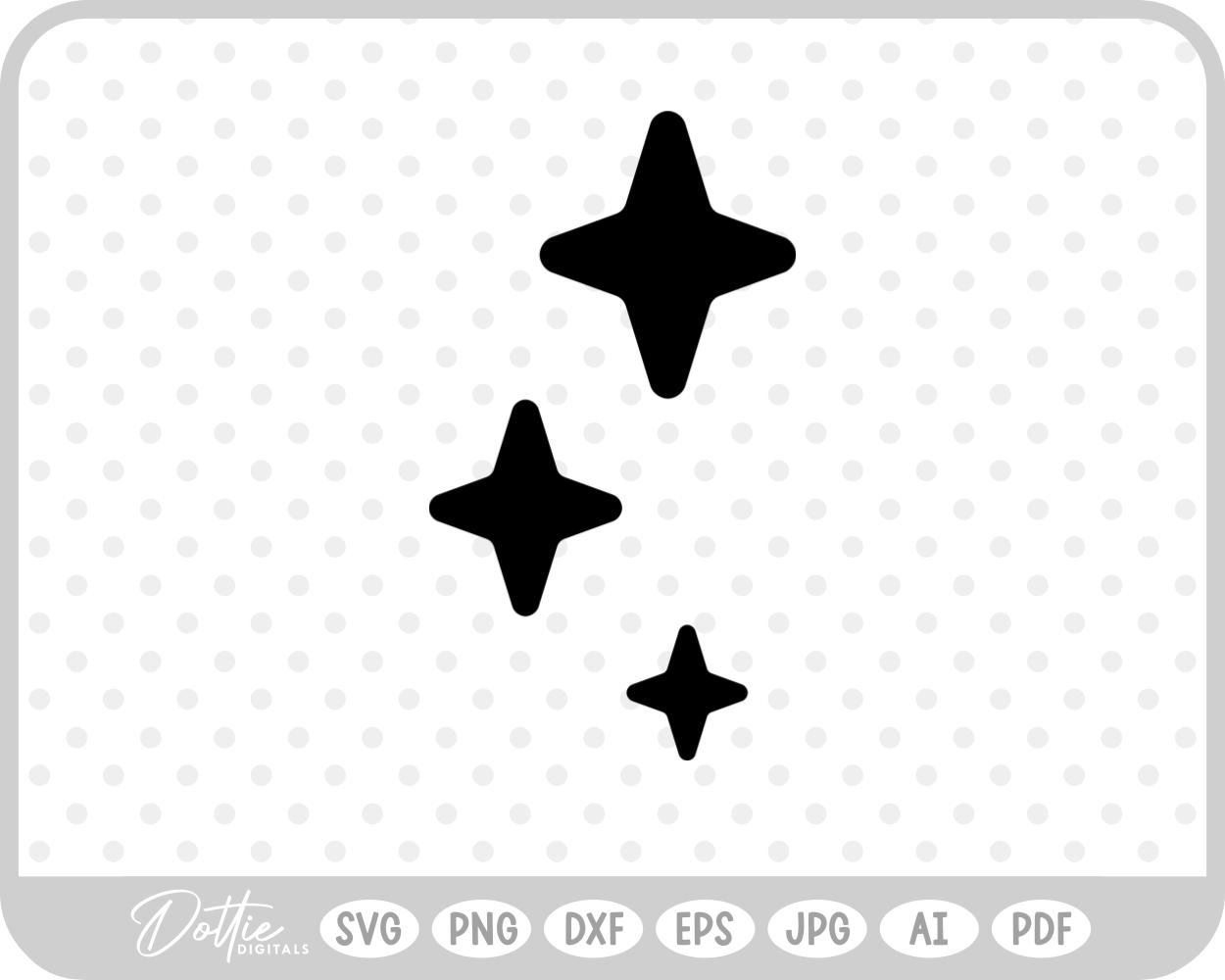 Three Sparkle Stars SVG PNG DXF – Cricut Silhouette Cutting File