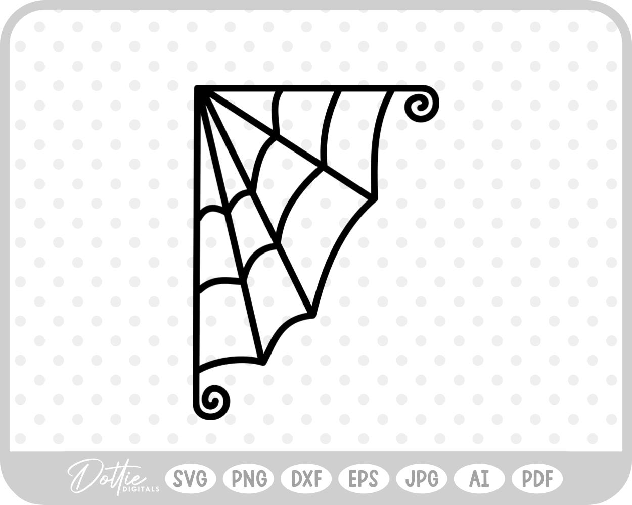 Spider Web Cobweb Corner Halloween  SVG PNG DXF – Cricut Silhouette Cutting File