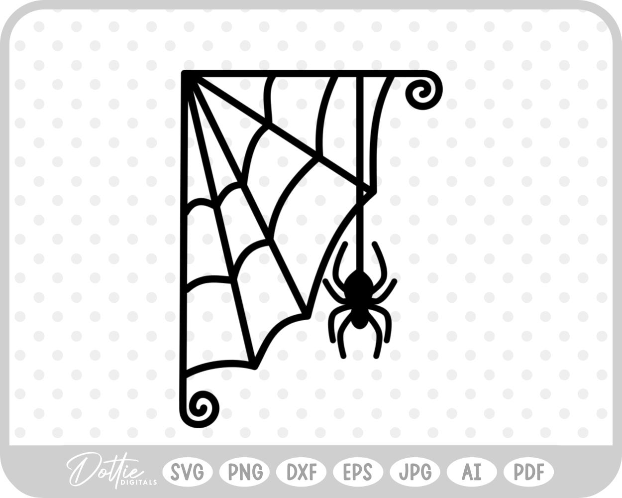 Spider Web Cobweb Corner Halloween  SVG PNG DXF – Cricut Silhouette Cutting File