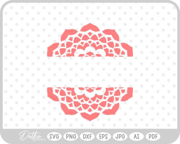 Detailed Split Mandala SVG PNG DXF – Cricut Silhouette Cutting File