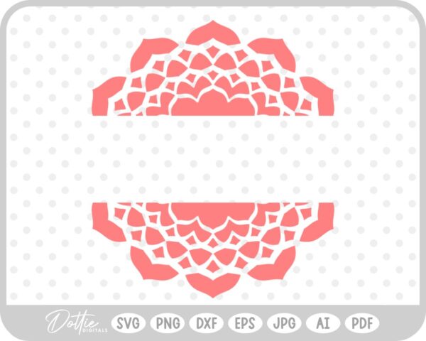 Detailed Split Mandala SVG PNG DXF – Cricut Silhouette Cutting File