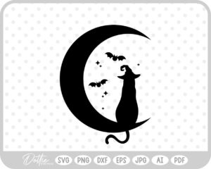 Happy Halloween Moon Cat SVG PNG DXF – Cricut Silhouette Cutting File