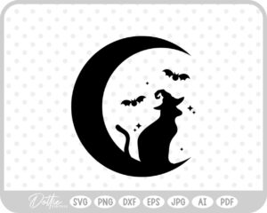 Happy Halloween Witch Bat Spooky SVG PNG DXF – Cricut Silhouette Cutting File