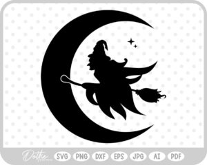 Happy Halloween Moon Cat Witch Bat Spooky SVG PNG DXF – Cricut Silhouette Cutting File