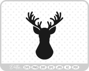 Stag Deer Reindeer Head Shape Silhouette Christmas SVG PNG DXF – Cricut Silhouette Cutting File