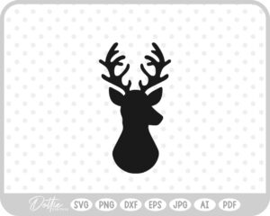 Stag Deer Reindeer Head Shape Silhouette Christmas SVG PNG DXF – Cricut Silhouette Cutting File