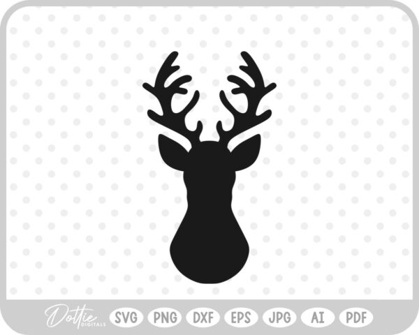 Stag Deer Reindeer Head Shape Silhouette Christmas SVG PNG DXF – Cricut Silhouette Cutting File