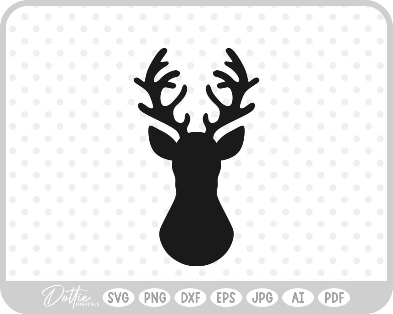 Stag Deer Reindeer Head Shape Silhouette Christmas SVG PNG DXF – Cricut Silhouette Cutting File