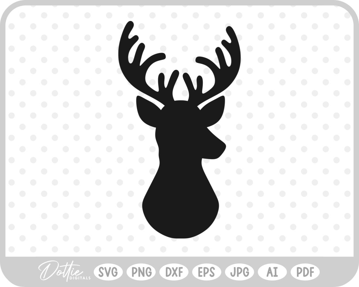 Stag Deer Reindeer Head Shape Silhouette Christmas SVG PNG DXF – Cricut Silhouette Cutting File