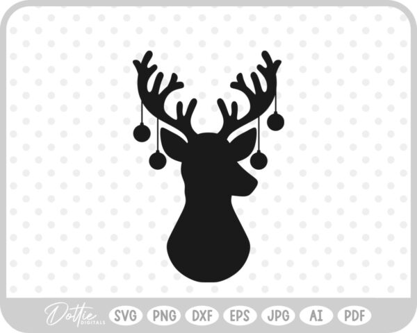 Stag Deer Reindeer Head Shape Silhouette Christmas SVG PNG DXF – Cricut Silhouette Cutting File