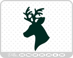 Stag Deer Reindeer Head Shape Silhouette Christmas SVG PNG DXF – Cricut Silhouette Cutting File