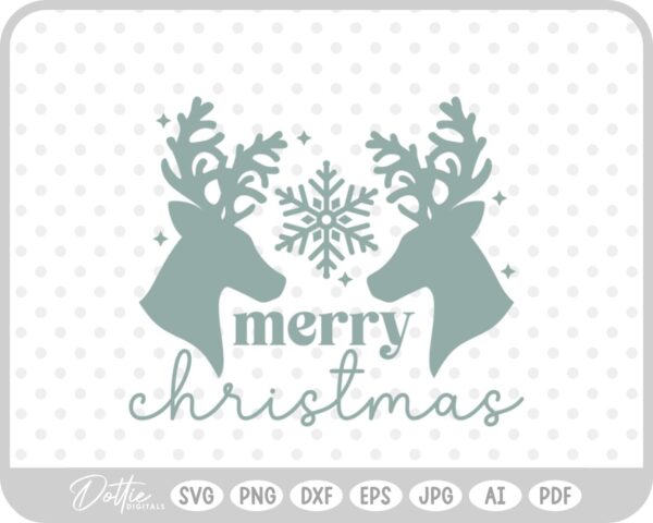 Stag Deer Reindeer Head Shape Silhouette Christmas SVG PNG DXF – Cricut Silhouette Cutting File