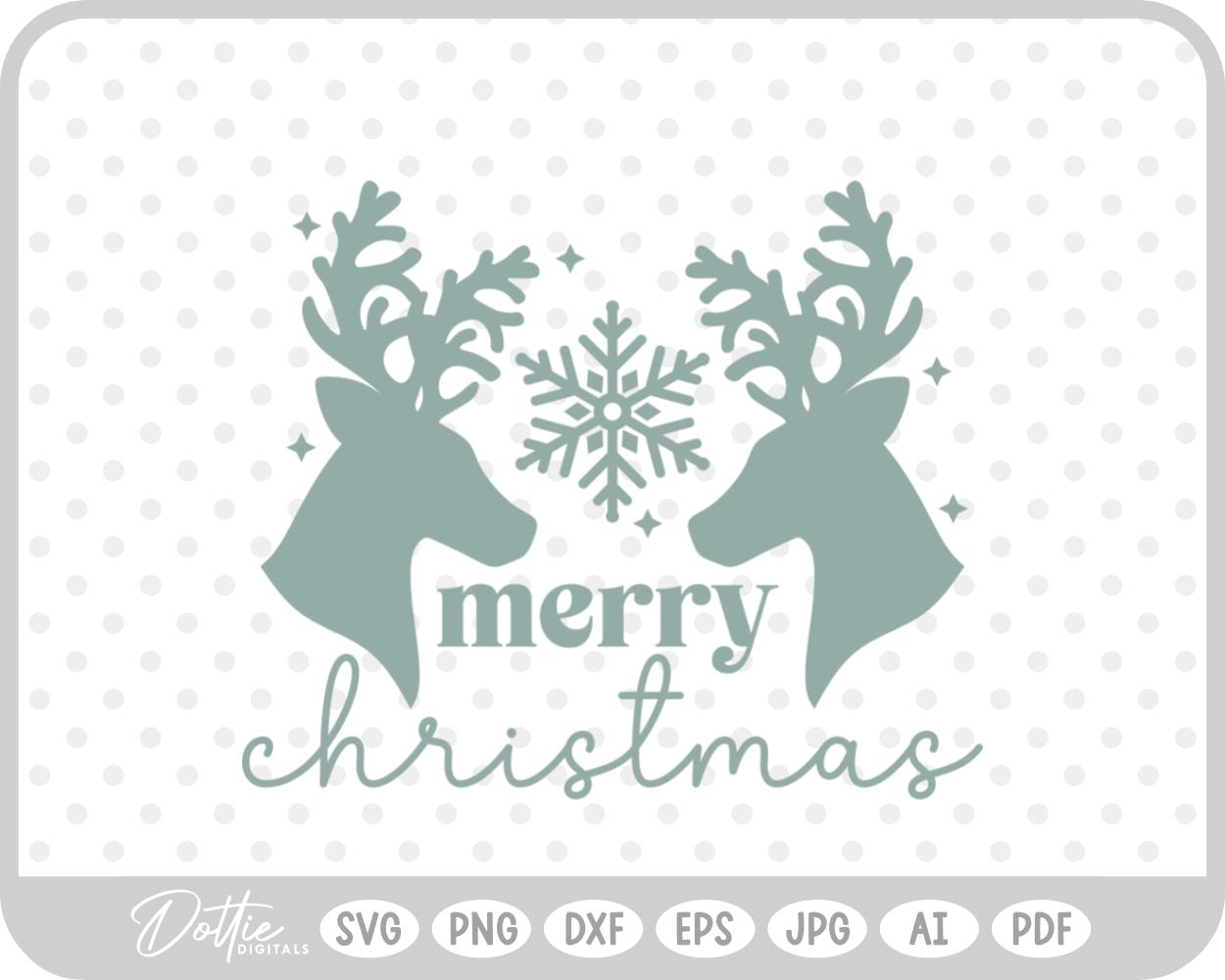 Stag Deer Reindeer Head Shape Silhouette Christmas SVG PNG DXF – Cricut Silhouette Cutting File