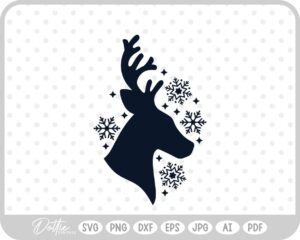 Stag Deer Reindeer Head Shape Silhouette Christmas SVG PNG DXF – Cricut Silhouette Cutting File