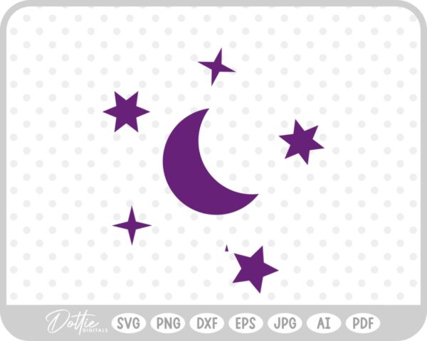 Moon and Stars SVG PNG DXF – Cricut Silhouette Cutting File