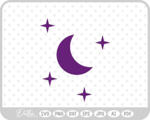 Moon with Stars SVG PNG DXF – Cricut Silhouette Cutting File