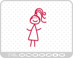 Stick Girl Doodle SVG PNG DXF – Cricut Silhouette Cutting File