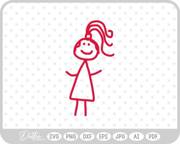 Stick Girl Doodle SVG PNG DXF – Cricut Silhouette Cutting File