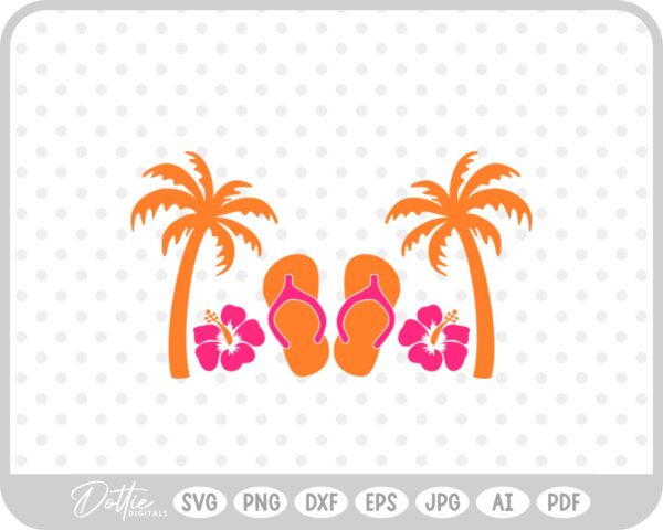 Palm Tree Flip Flop Summer Vacation Vacay SVG PNG DXF – Cricut Silhouette Cutting File