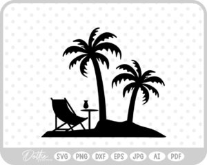 Palm Tree Tropical Plant Summer Vacay Sunset Deck Chair SVG PNG DXF – Cricut Silhouette Cutting File